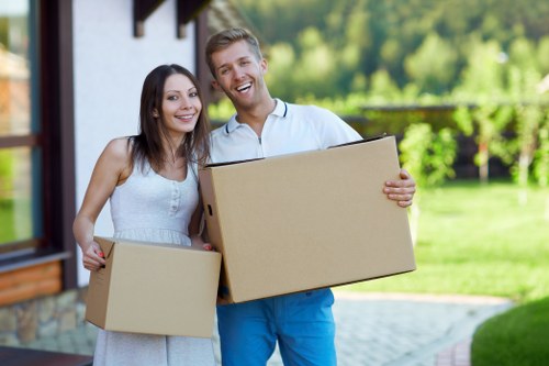 Moving truck and packing boxes