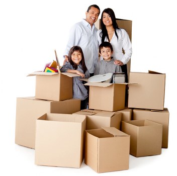 Professional movers handling furniture